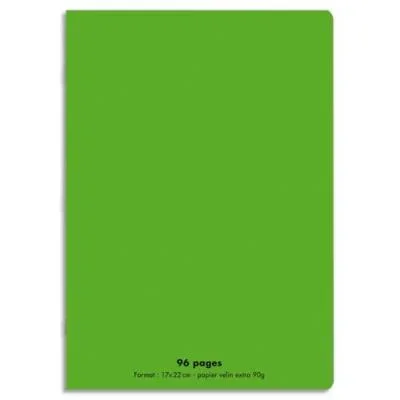 Cahier éco – piqué – couverture polypro – 96 pages – 17×22 cm – grands carreaux – vert