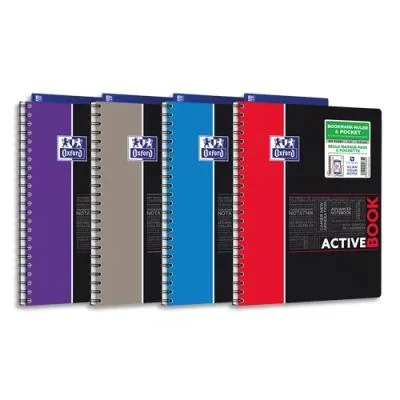 Cahier Oxford Activebook – spiralé – couverture polypro – 160 pages – 5×5 – 24 x 29,7 cm