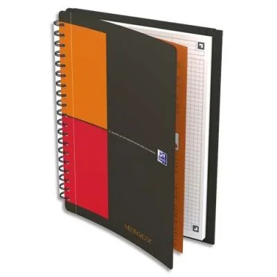 Cahier Oxford Meetingbook I-Connect – couverture polypropylène – spiralé – 18,5 x 25 cm – 160 pages – 5×5
