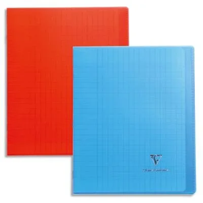 Cahier piqûre Clairefontaine – 24×32 cm – 48 pages – seyès – couvertures transparentes assorties