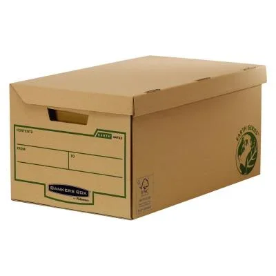 Caisse archives Bankers Box Earth Series carton – pour format A4 -210 x 297 mm, H. 29,3 cm x l. 39 cm x P. 56 cm – Kraft naturel – Montage automatique – Lot de 10