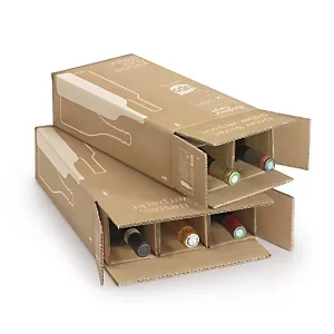 Caisse carton brune avec croisillons renforcés pour bouteilles 75 cl et magnum