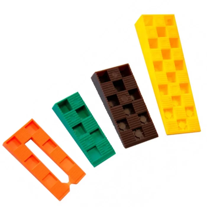 Cale crantee Edma – Assortiment de 245 cales de 4 epaisseurs differentes – Boite de rangement