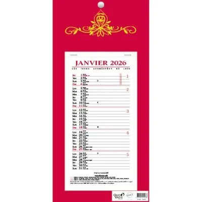 Calendrier mural Quo Vadis – bloc mensuel 16 x 33,5 cm – rouge