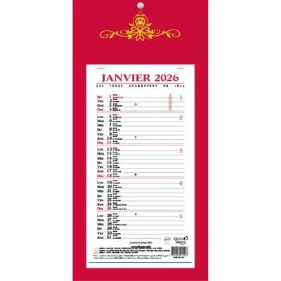 Calendrier mural Quo Vadis – bloc mensuel 20 x 41,5 cm – vert
