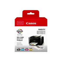 Canon PGI-1500 BK/C/M/Y Multipack – Pack de 4 – noir, jaune, cyan, magenta – originale – réservoir d&rsquo;encre – pour MAXIFY MB2050, MB2150, MB2155, MB2350, MB2750, MB2755