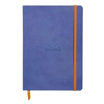 Carnet souple Rhodia Rhodiarama A5 -14,8 x 21 cm 160 pages lignées 90 g/m² – Couverture Saphir avec élastique