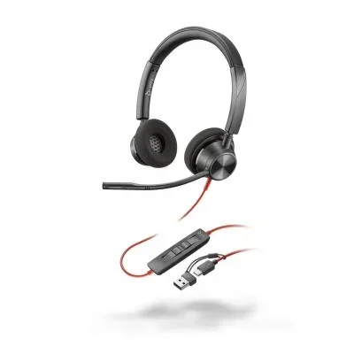 Casque filaire USB-C Poly Blackwire 3320 MS Duo + Dongle USB-C/A