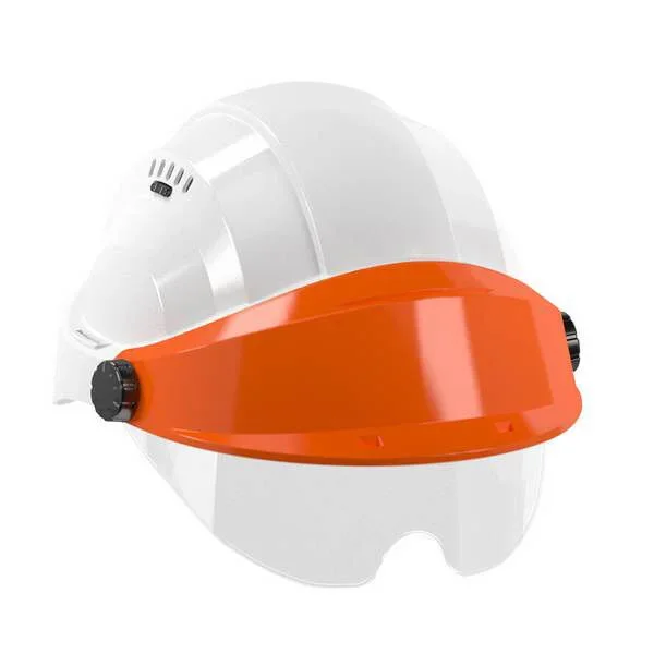 CASQUE ‘ORIZON’ BLANC VISIERE ORANGE AVEC LUNETTE TALIAPLAST – 563715
