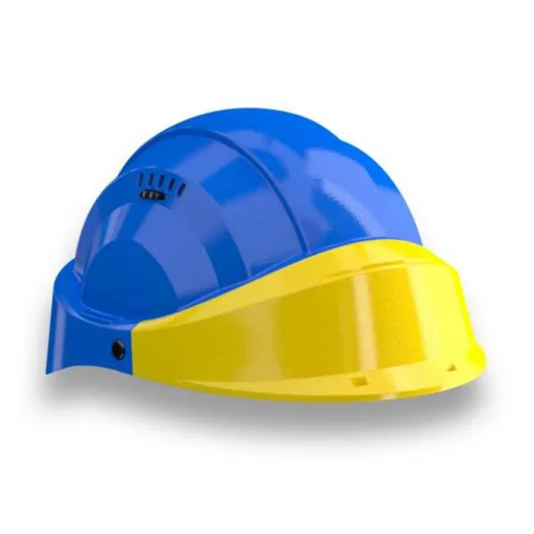 CASQUE ‘ORIZON’ BLEU VISIERE JAUNE TALIAPLAST – 563542