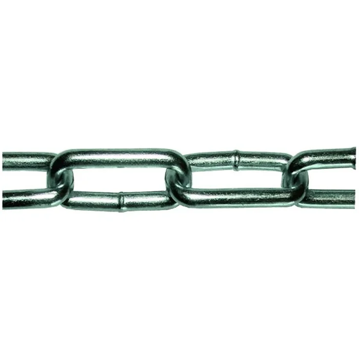 Chaine droite zinguee diametre 5mm 21x9mm NFE-26020 maillon court CMU 390Kg