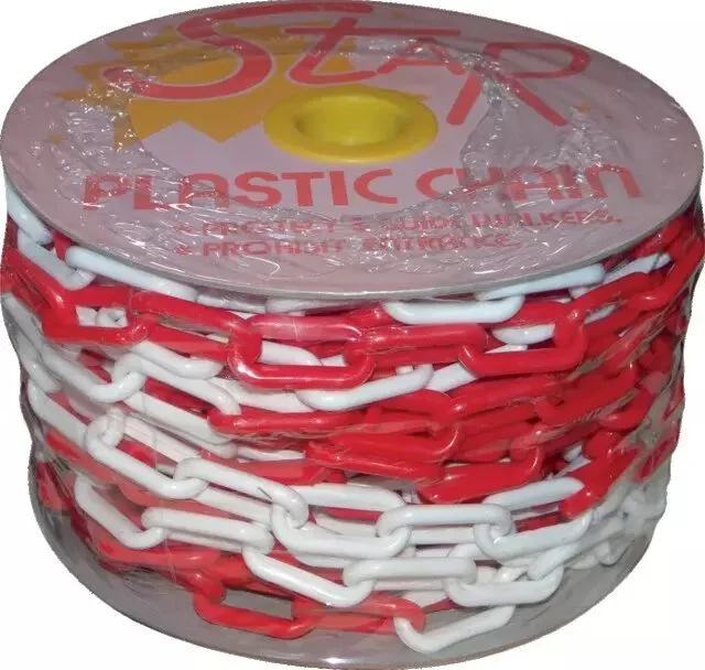 Chaîne plastique rouge/blanc ø8mm rouleau de 25m