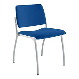 Chaise Inventiv 4 pieds finition gris aluminium revêtement tissu Bali bleu électrique – dossier avec contre-coque noire