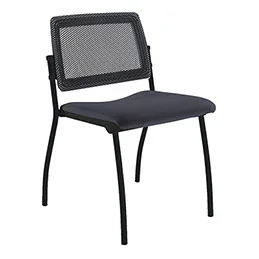 Chaise Inventiv 4 pieds finition noir dossier résille noire avec contre-coque noire – assise revêtement tissu Bali gris orage