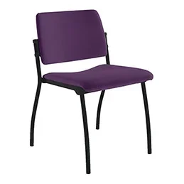 Chaise Inventiv 4 pieds finition noir revêtement tissu Xtreme prune – dossier avec contre-coque noire