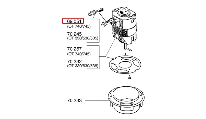 Charbon pour Moteur électrique OT330, OX50, .. – Ref 69051 – Outils Wolf