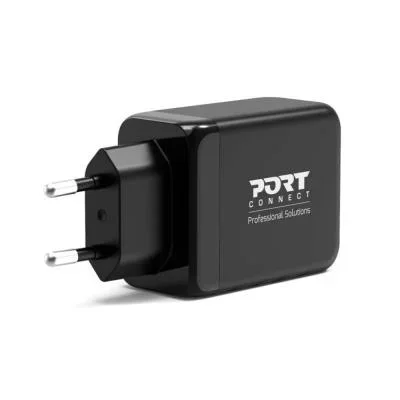 Chargeur mural USB-C & USB-A Port Connect Charge rapide 65W – 3 prises – Noir