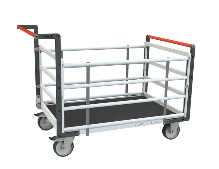 Chariot avec 2 dossiers + 2 ridelles et plateau bois avec tapis caoutchouc 1000×600 mm 500 kg – FIMM – 806724535