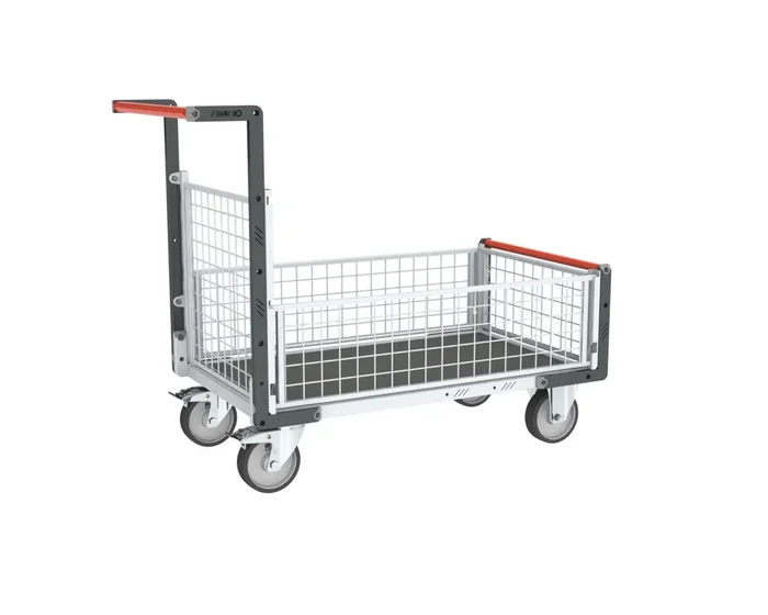 Chariot grillagé 1 dossier + 3 demi-ridelles et plateau 1200×800 mm 500 kg – FIMM – 806724666