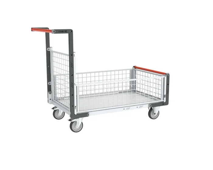 Chariot modulaire grillagé 1 dossier et 3 demi-ridelles plateau 1000×600 mm 250 kg – FIMM – 806724246