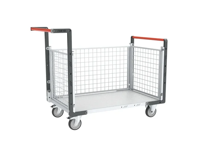 Chariot modulaire grillagé 2 dossiers + 1 ridelle plateau 1000×600 mm 250 kg – FIMM – 806724244