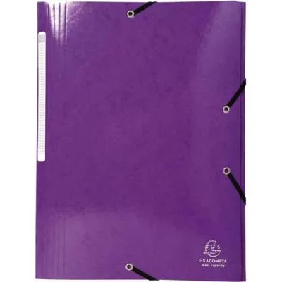 Chemise Exacompta 3 rabats à élastiques – en carte pelliculée 5/10e – 425g – violet