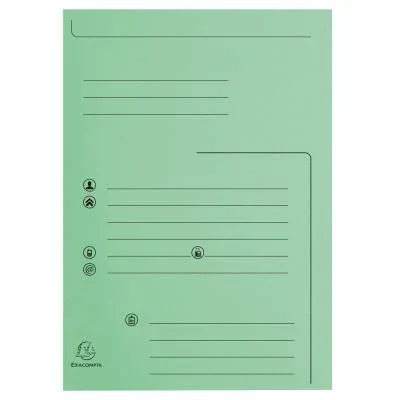 Chemises dossier 2 rabats Exacompta – préimprimée – capacité de 200f – carte 240 x 320 mm – vert – paquet de 25