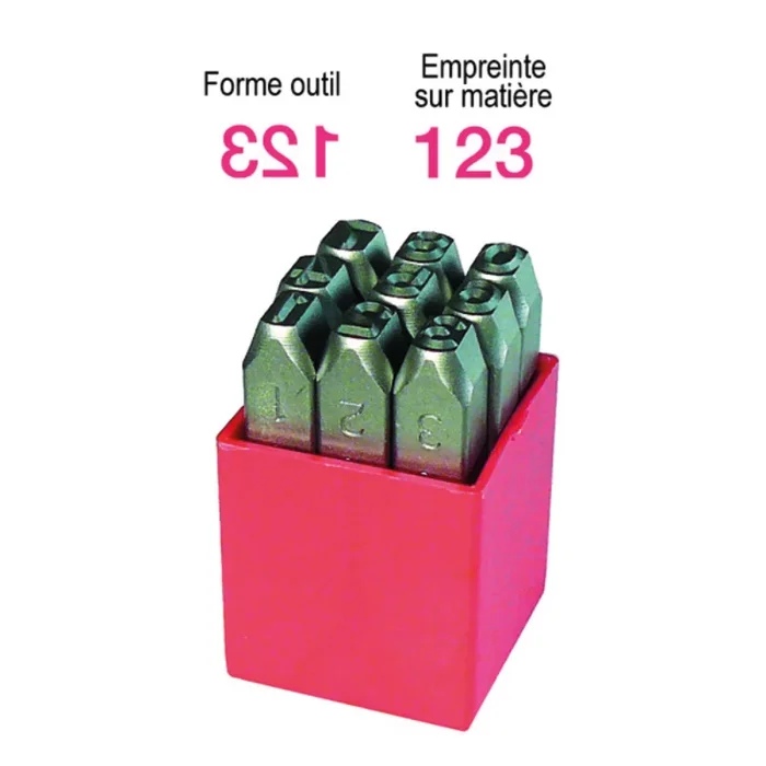 Chiffre a frapper standard endroit hauteur 4 mm