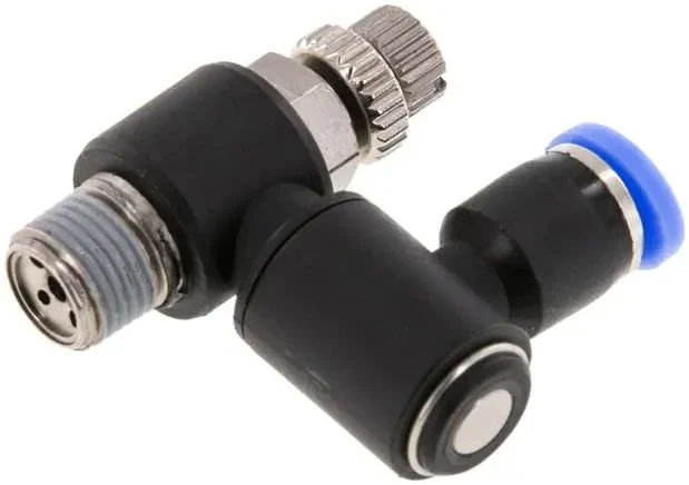 Clapet anti-retour à étranglement R 1/8″-4mm, à régulation d’air