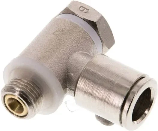 Clapet anti-retour coudé G 1/8″-8 mm, régulation d’air d’échappement (standard), laiton, Eco