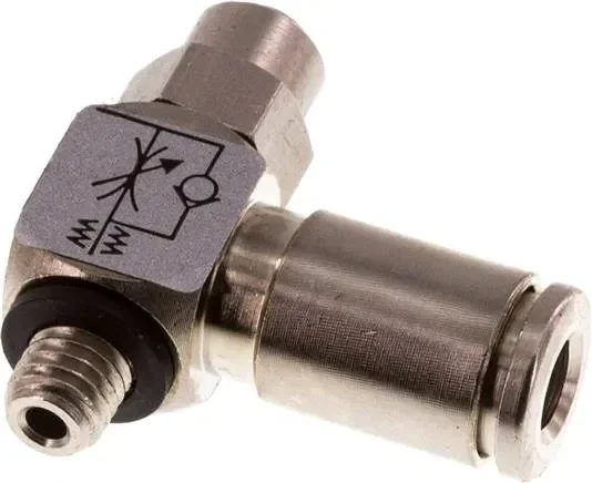 Clapet anti-retour d’étranglement d’angle M 5-4 mm, régulation d’air d’alimentation, laiton, Eco