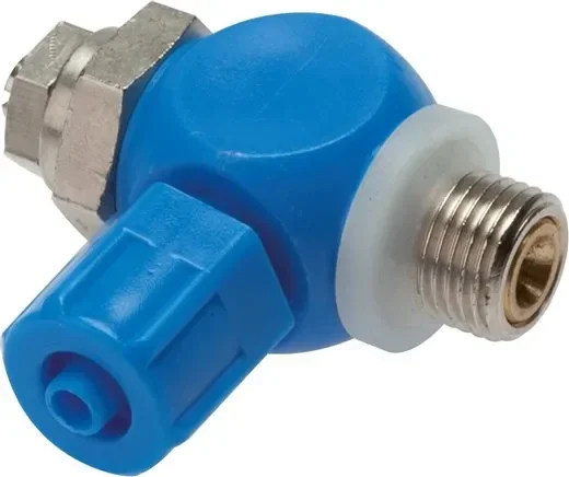 Clapet anti-retour d&rsquo;étranglement G 1/8&Prime;-8 x 6 mm, régulation d&rsquo;air d&rsquo;alimentation (A), plastique, vis fendue et contre-écrou