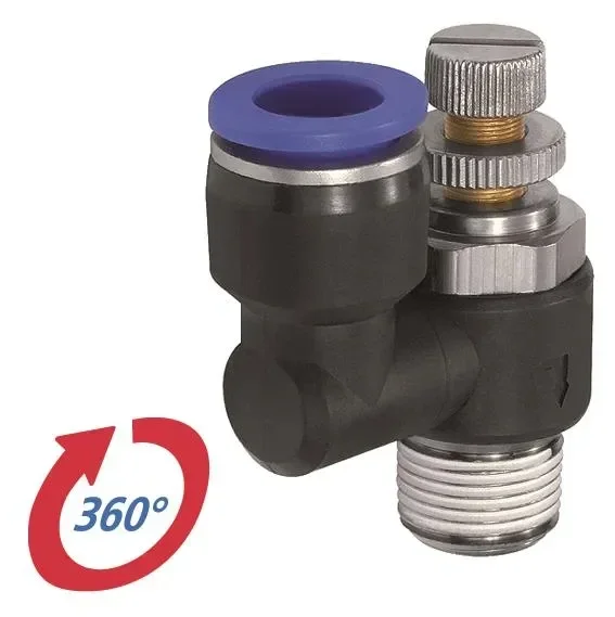 Clapet anti-retour d’étranglement -série bleue-, drosse d’alimentation, R 1/8 extérieur 298.018-6