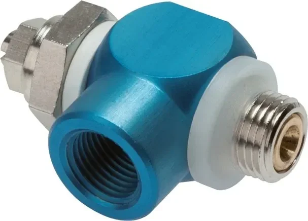 Clapet anti-retour papillon G 1/4″, régulation d’air d’alimentation (A), aluminium, vis fendue et contre-écrou