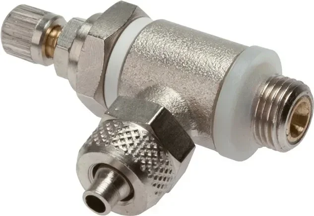 Clapet anti-retour papillon G 1/8″-8 x 6 mm, régulation d’air d’échappement (B), laiton, vis moletée et contre-écrou