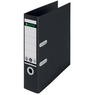 Classeur à levier 180° A4 Leitz Recycle – Carton 100% recyclé et 100% recyclable – Dos 8 cm – Capacité 600 feuilles – Noir