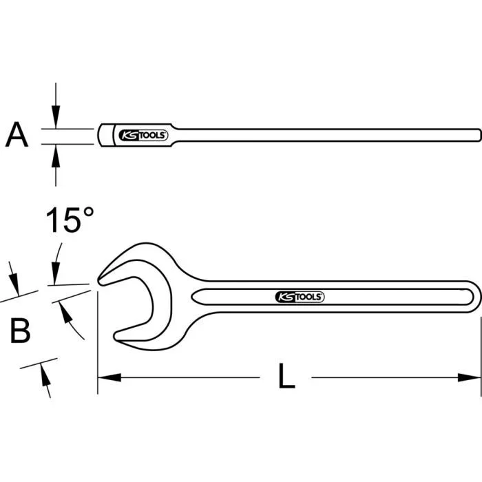 Clé à fourche simple brunie, 135 mm KSTOOLS – 5170635