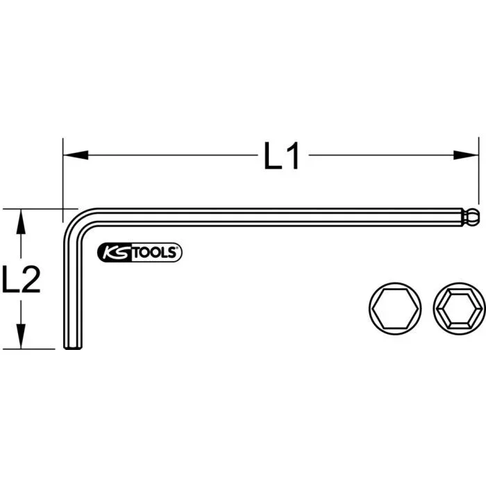 Clé mâle INOX 6 pans à tête sphérique, extra-longue – 3 mm KSTOOLS – 9640503