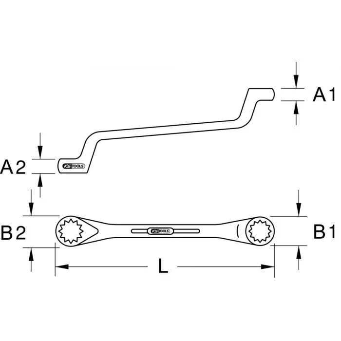 Clé polygonale contre-coudée INOX, 14×17 mm KSTOOLS – 9641108