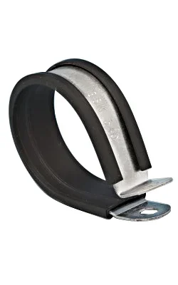 Clip en P, Acier Inoxydable A2 304, Revêtement en Caoutchouc Noir, Diamètre intérieur 8mm