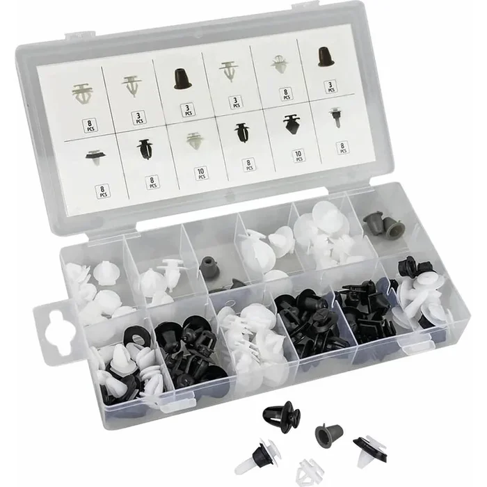CLIPS DE FIXATION EN PVC – POUR MOLDINGS PEUGEOT/CITROËN – COFFRET DE 80 PCS – STILKER – 72032