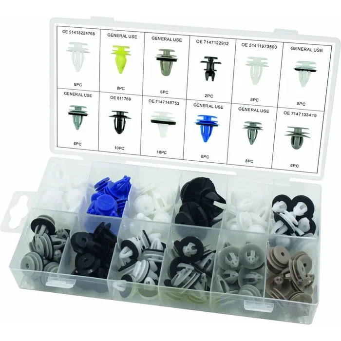 CLIPS DE FIXATION EN PVC – POUR PANNEAU DE PORTE BMW MINI – COFFRET DE 92 PCS – STILKER – 72027