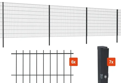 Clôture industrielle/clôture commerciale, lot de 6, largeur 15 m, hauteur 1.800 mm, 5/4/5