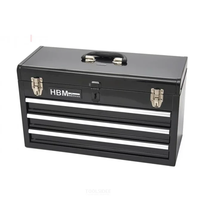 Coffre à outils HBM avec 3 tiroirs, noir