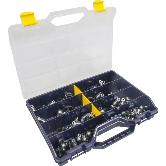 COFFRET 100 COLLIERS AVEC PROTECTION CAOUTCHOUC LARGEUR 12MM W1 – SERFLEX – 76000