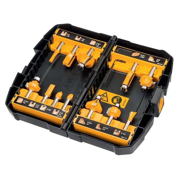 Coffret de 12 fraises de défonceuse diamètre 8 mm – DT90016-QZ – DEWALT