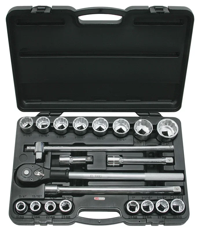 Coffret de douilles 12 pans en pouces et accessoires 3/4 », 21 pièces KS TOOLS – 911.0751