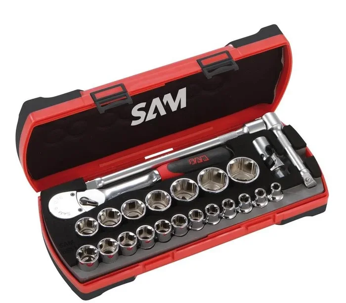 COFFRET DOUILLES ET ACCESSOIRES 1/2 ET CLIQUET 1/2 CHANTIER SAM OUTILLAGE – 75SHC23