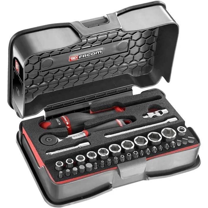 Coffret Facom 37 pieces avec cliquet et douilles 1/4 6 pans Facom R.161B