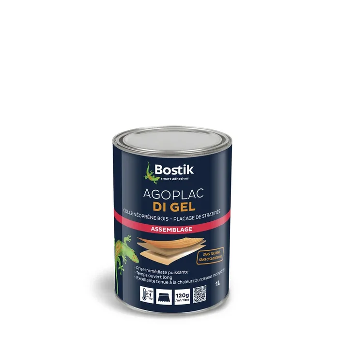 Colle néprène gel AGOPLAC DI GEL Ambré – 1L – Lot de 6 – BOSTIK – 30604796